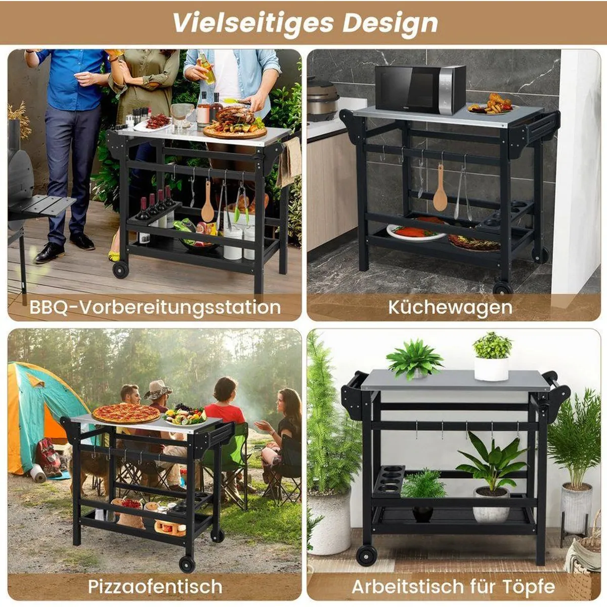 COSTWAY Grillablagetisch, vielseitig, robust, mobil — ideal für Outdoor-Einsätze 4