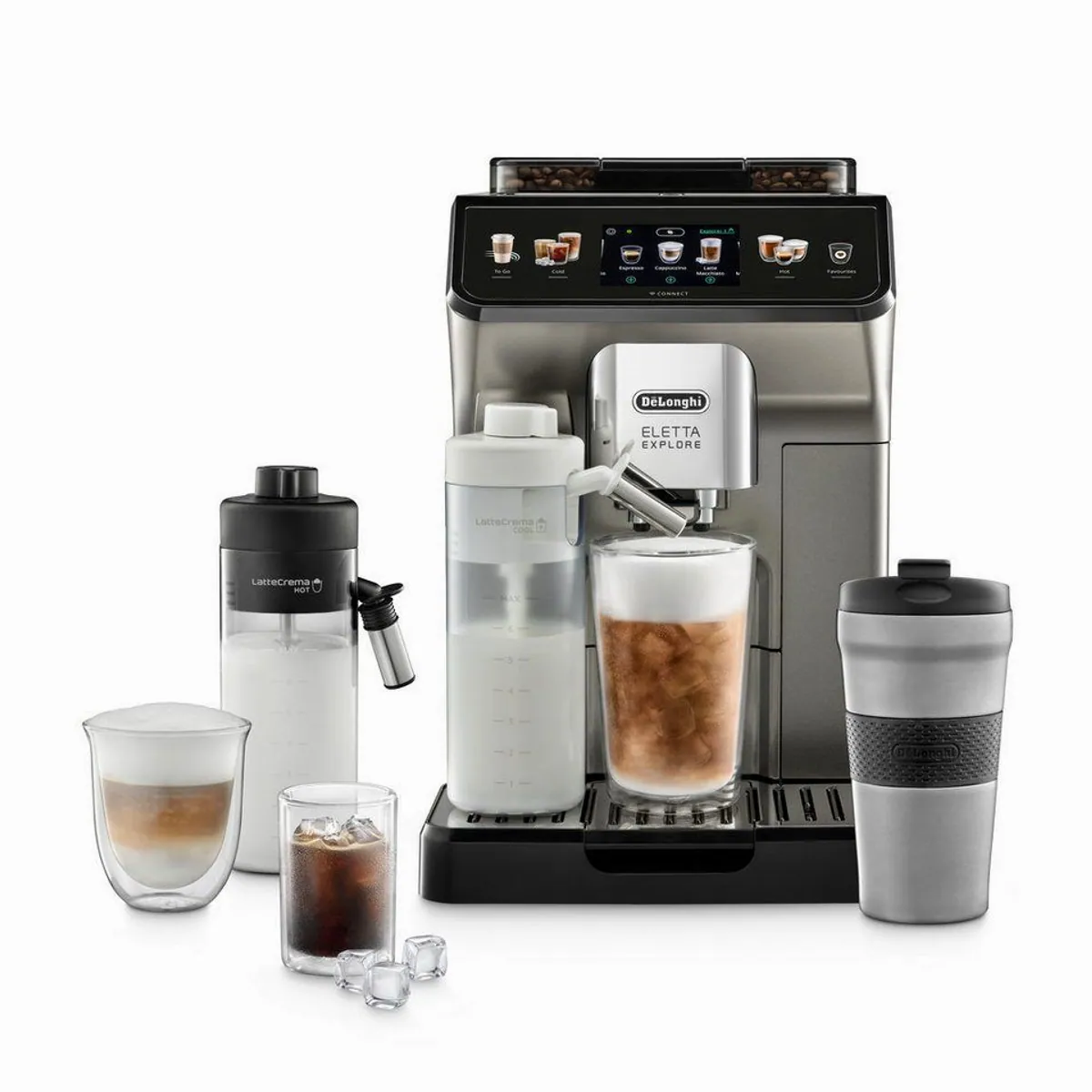De'Longhi Eletta Explore Cold Brew ECAM450.86.T, 2 Karaffen & 100 Rezepte — heiß & kalt genießen