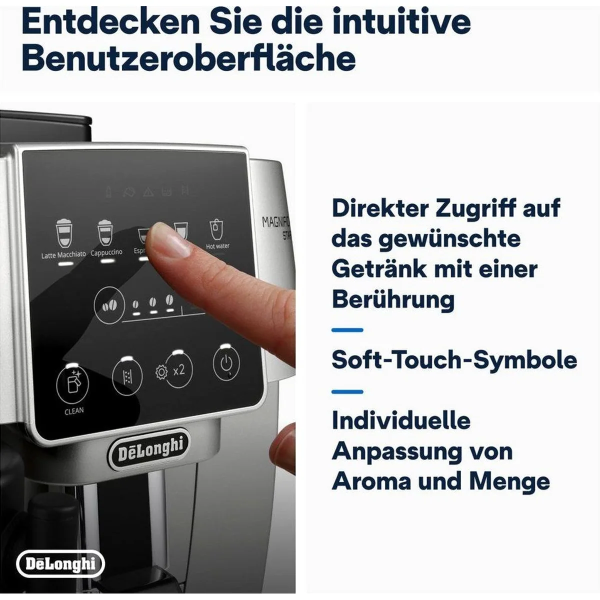 De'Longhi Kaffeevollautomat Start Milk ECAM220.80.SB, Milchkaraffe, Einfache Bedienung, Individuelle Getränkewahl 4