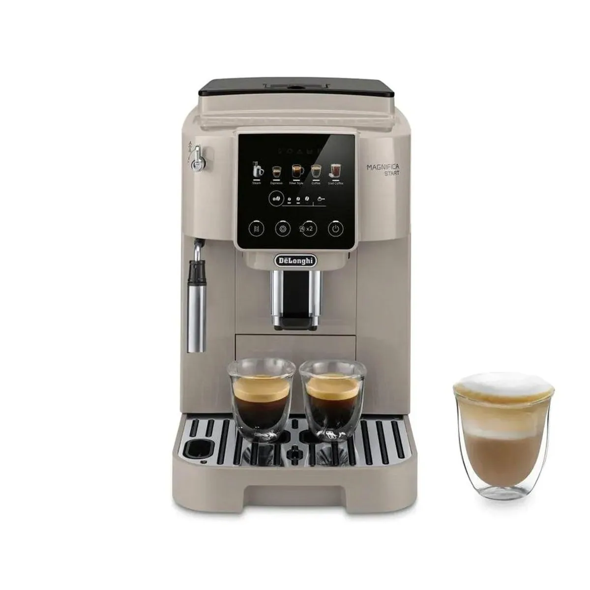 De'Longhi Magnifica Start Pop ECAM220.50.BG, 5 Rezepte, Milchschaumdüse, intuitives Touch-Bedienfeld