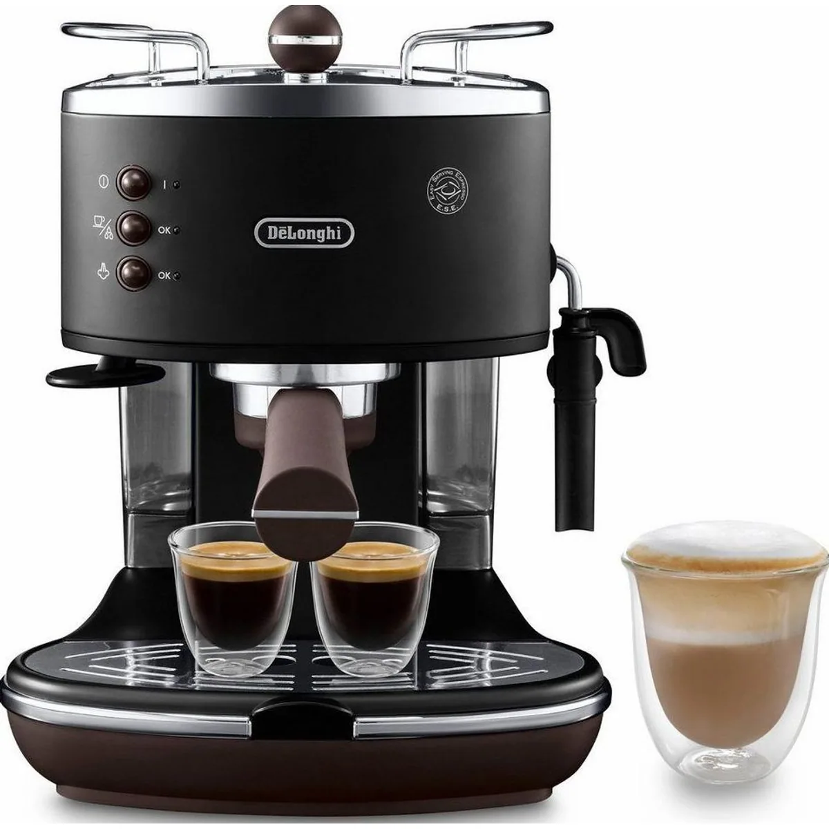 De'Longhi Icona Vintage ECOV 311.BK, Siebträger mit Milchaufschäumdüse, vielseitig einsetzbar