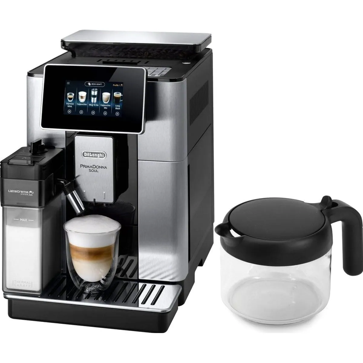 De'Longhi PrimaDonna Soul ECAM610.75.MB, Vielseitige Kaffeevielfalt, Benutzerprofile, Touch-Display