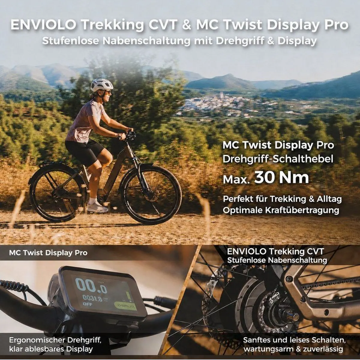 DERUIZ Mica Pro E-Bike 28 Zoll, 110 Nm, 180 km Reichweite — Gates Riemenantrieb, ENVIOLO Schaltung, 6 Fahrmodi 4