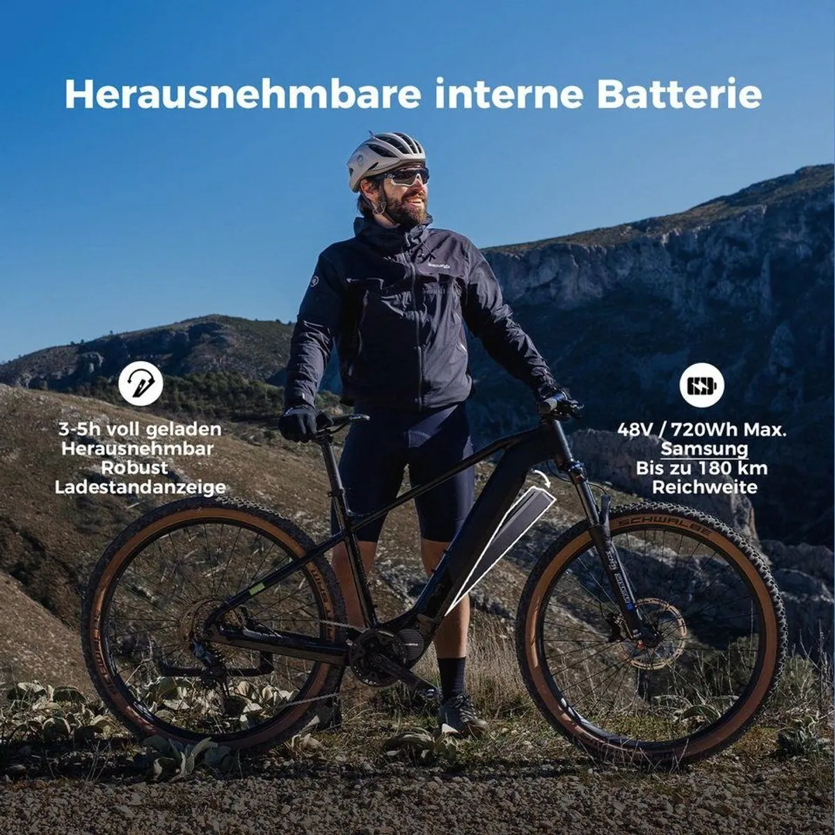 DERUIZ E-Bike Mountainbike 29 Zoll, 110 Nm Mittelmotor, 180 km Reichweite, 11-Gang Shimano 4