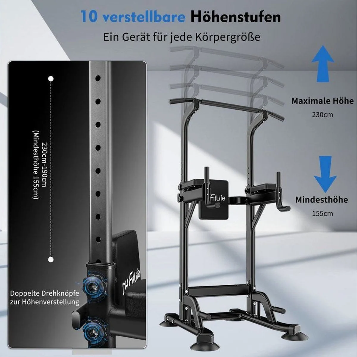 DH FitLife Kraftstation Power Tower, höhenverstellbar für effektives Ganzkörpertraining 2