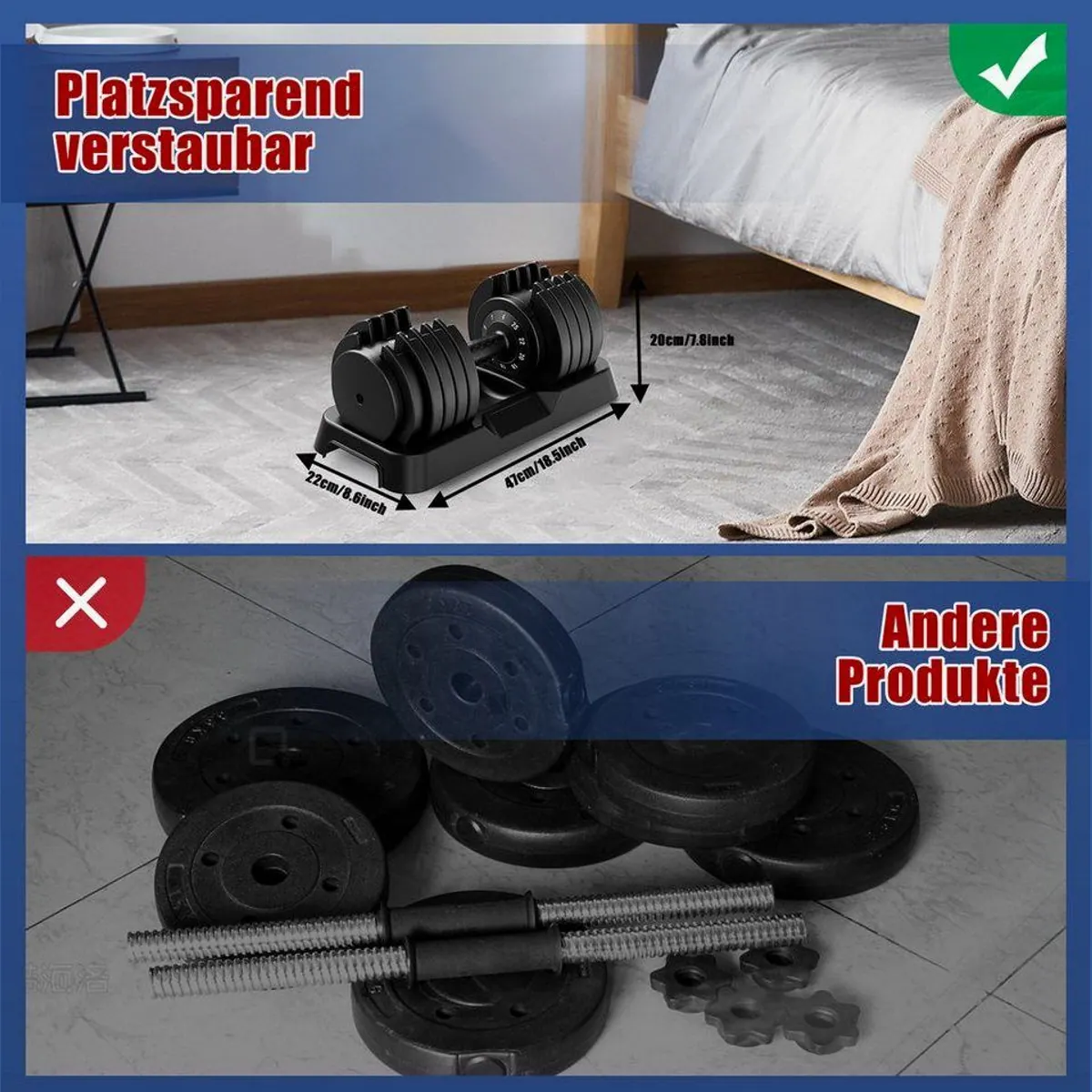 DH FitLife Hantel verstellbar 12kg/25kg, 10 Gewichtsstufen für individuelles Training 4