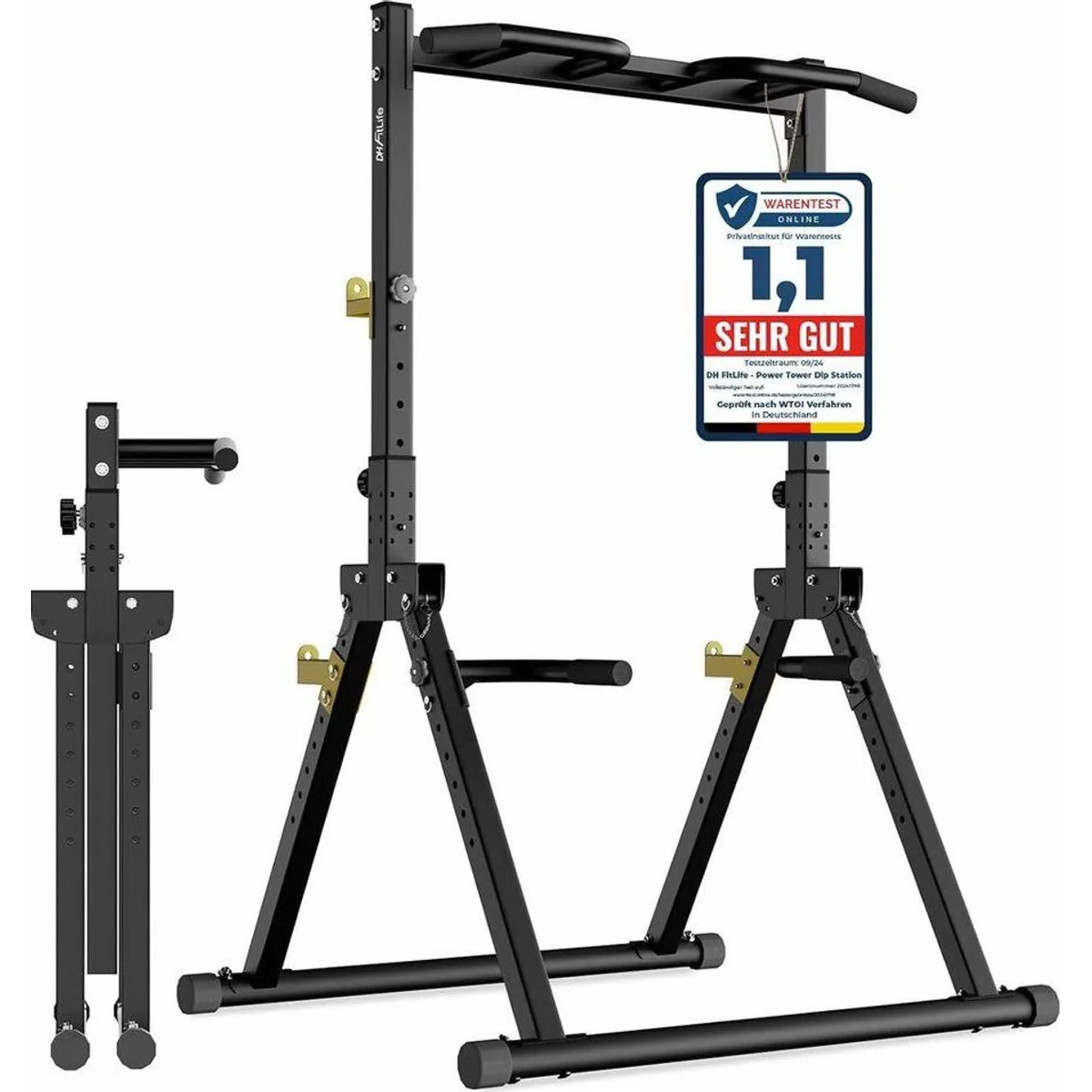 DH FitLife Power Tower, platzsparend, verstellbar, multifunktional — bis 150 kg