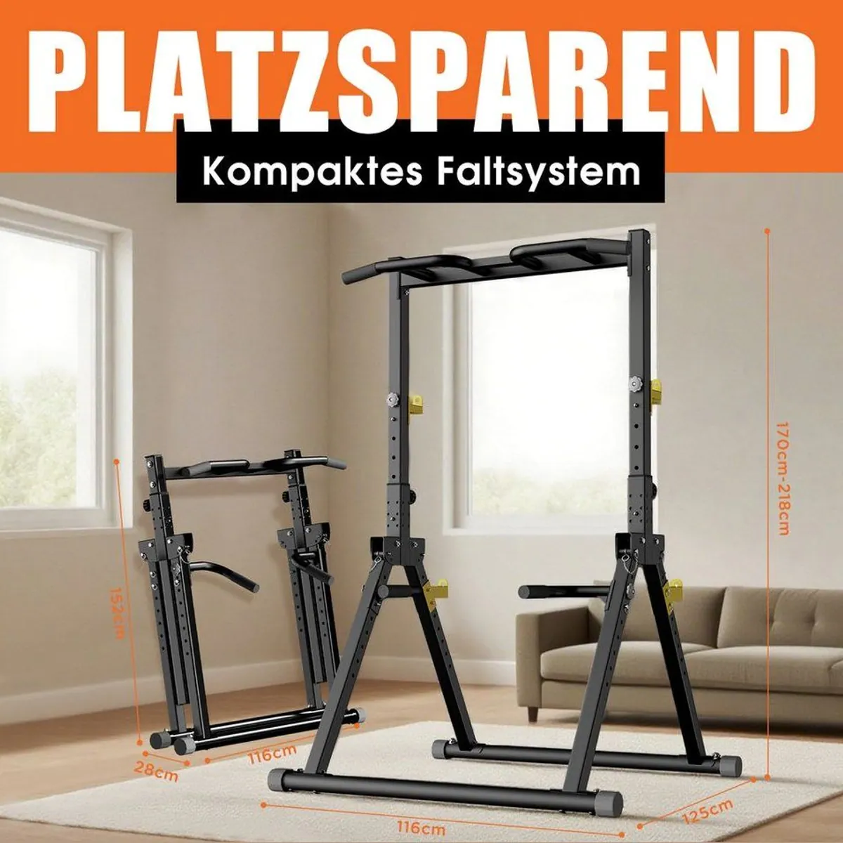 DH FitLife Power Tower, platzsparend, verstellbar, multifunktional — bis 150 kg 2
