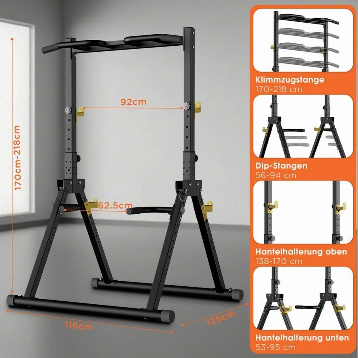 DH FitLife Power Tower, platzsparend, verstellbar, multifunktional — bis 150 kg 4