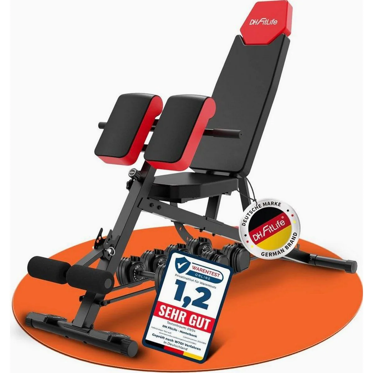 DH FitLife Hantelbank Verstellbar 6in1 bis 350kg, multifunktional & platzsparend