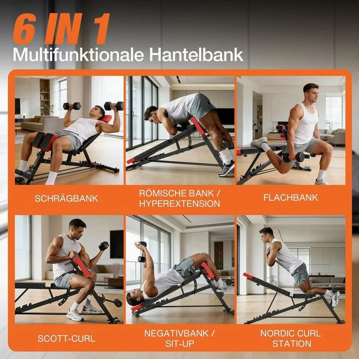 DH FitLife Hantelbank Verstellbar 6in1 bis 350kg, multifunktional & platzsparend 2