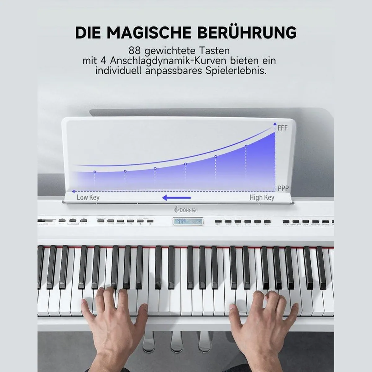 Donner DEP-20 Digitalpiano, 88 gewichtete Tasten, 238 Klänge — inkl. Ständer & 3-Pedal-Einheit 2