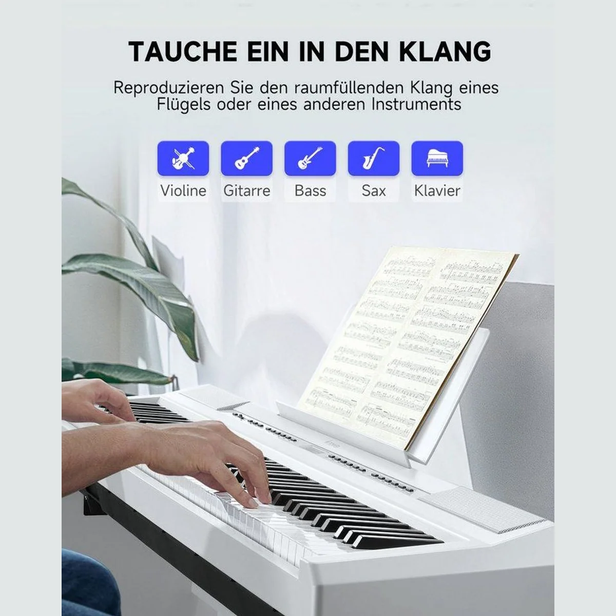 Donner DEP-20 Digitalpiano, 88 gewichtete Tasten, 238 Klänge — inkl. Ständer & 3-Pedal-Einheit 3