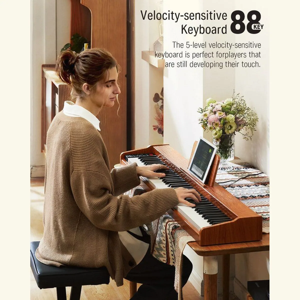 Donner DEP-1S E-Piano, 88 halbgewichtete Tasten, Bluetooth & Aufnahmefunktion 2
