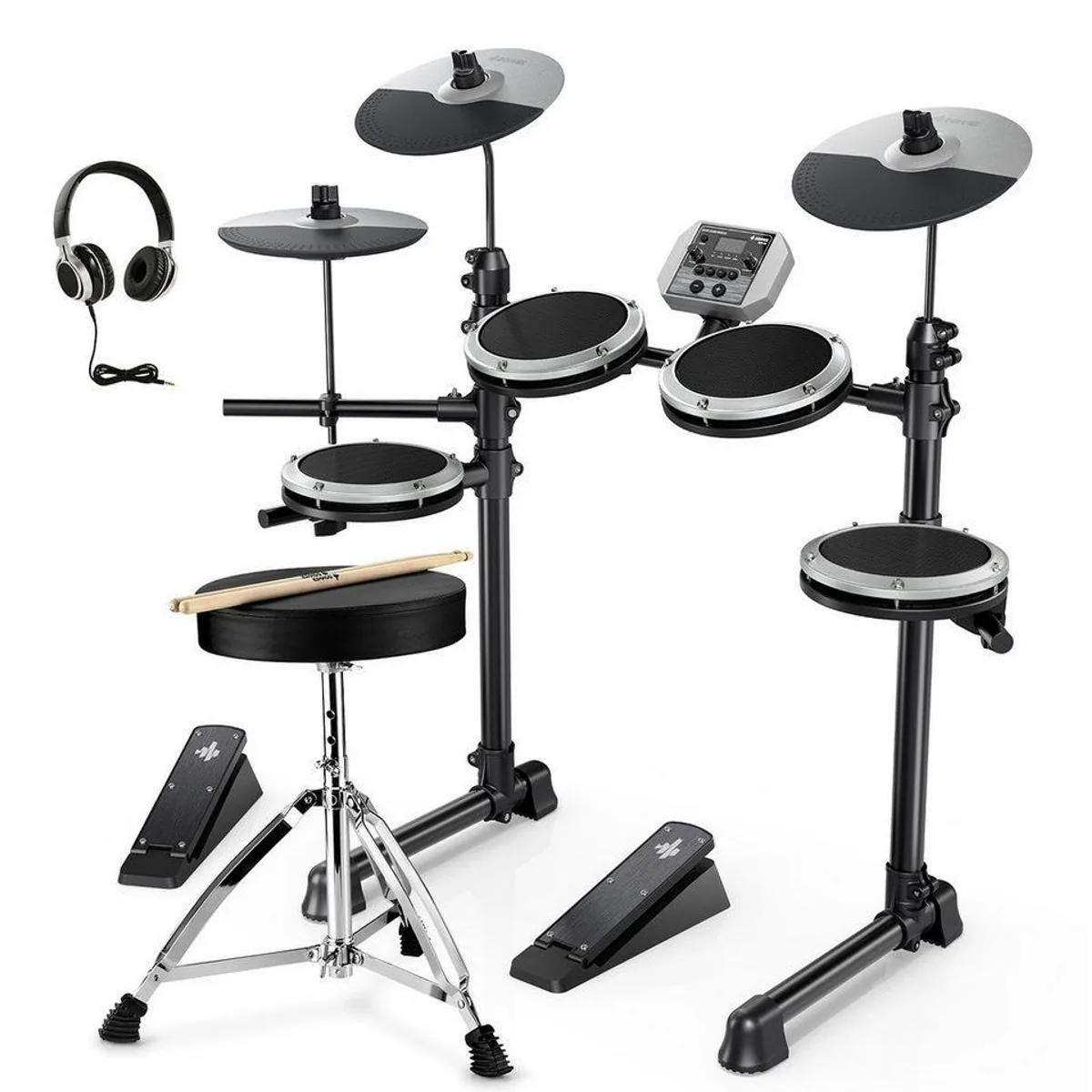 Donner DED-80 E-Drum, 4 Mesh-Pads, Kopfhörer & Zubehör — ideal für Anfänger