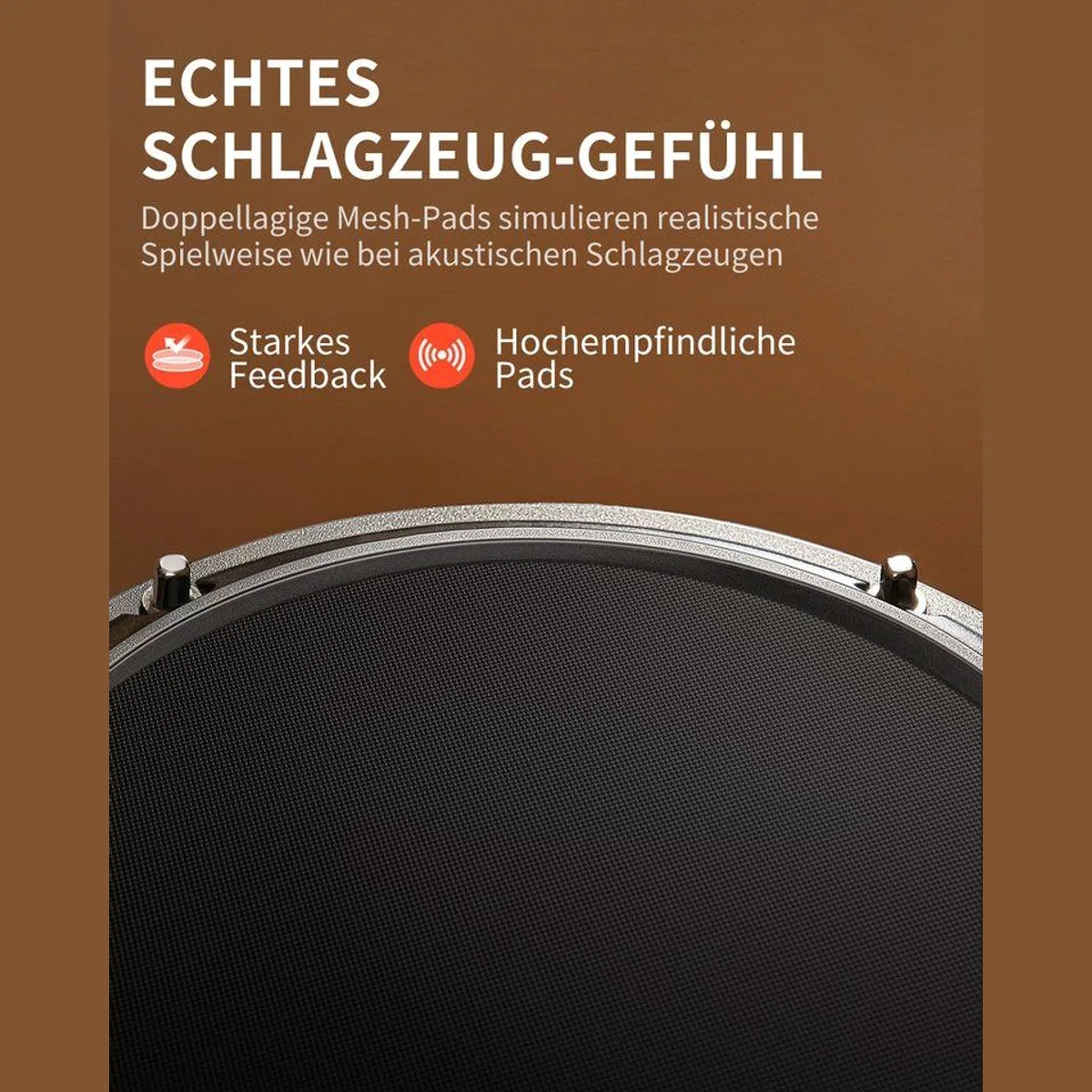 Donner DED-80 E-Drum, 4 Mesh-Pads, Kopfhörer & Zubehör — ideal für Anfänger 2