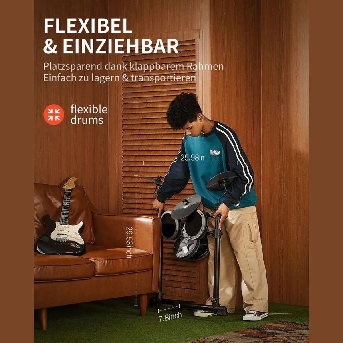 Donner DED-80 E-Drum, 4 Mesh-Pads, Kopfhörer & Zubehör — ideal für Anfänger 4