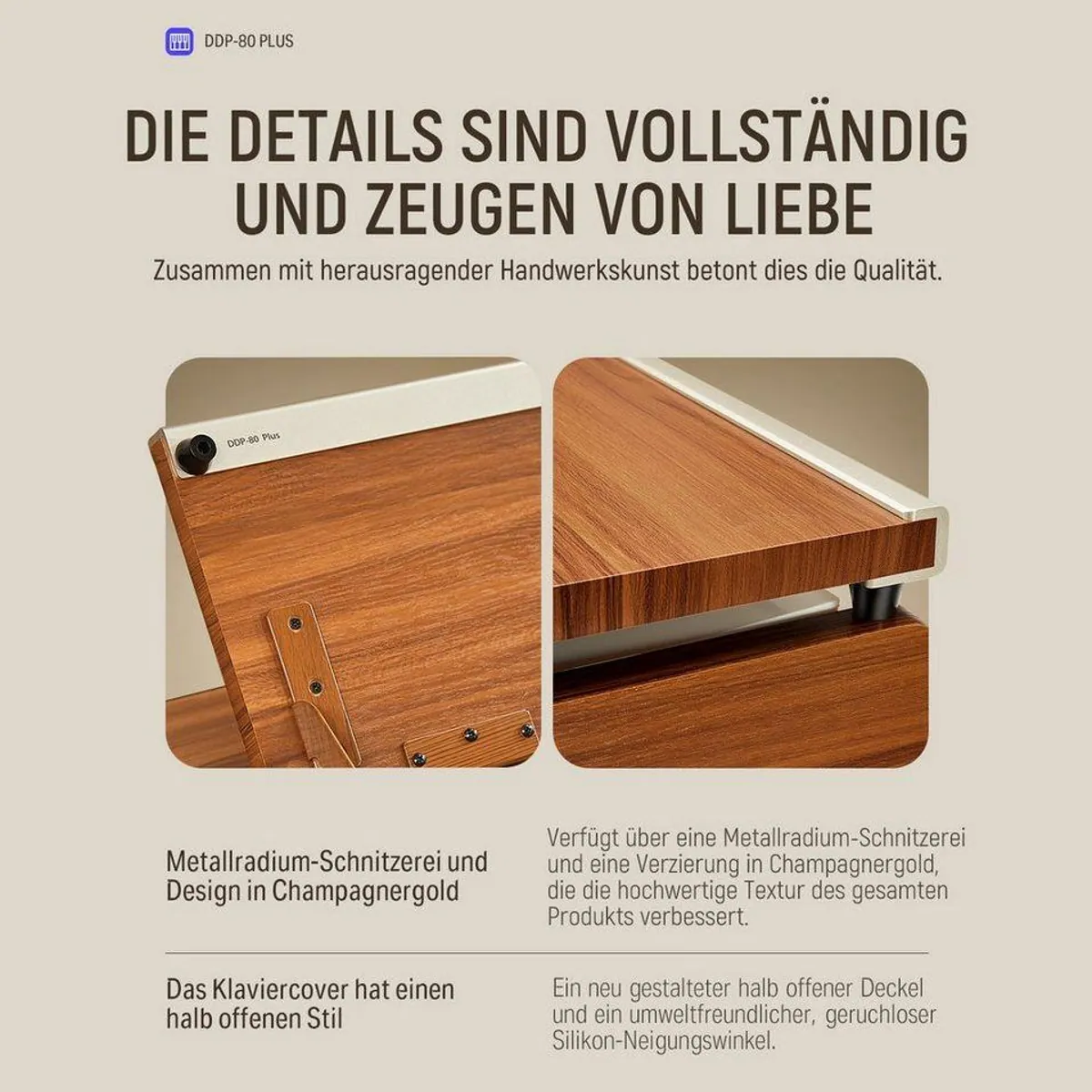 Donner DDP-80 PLUS Digitalpiano, 88 gewichtete Tasten, Pedal-Set inklusive 5