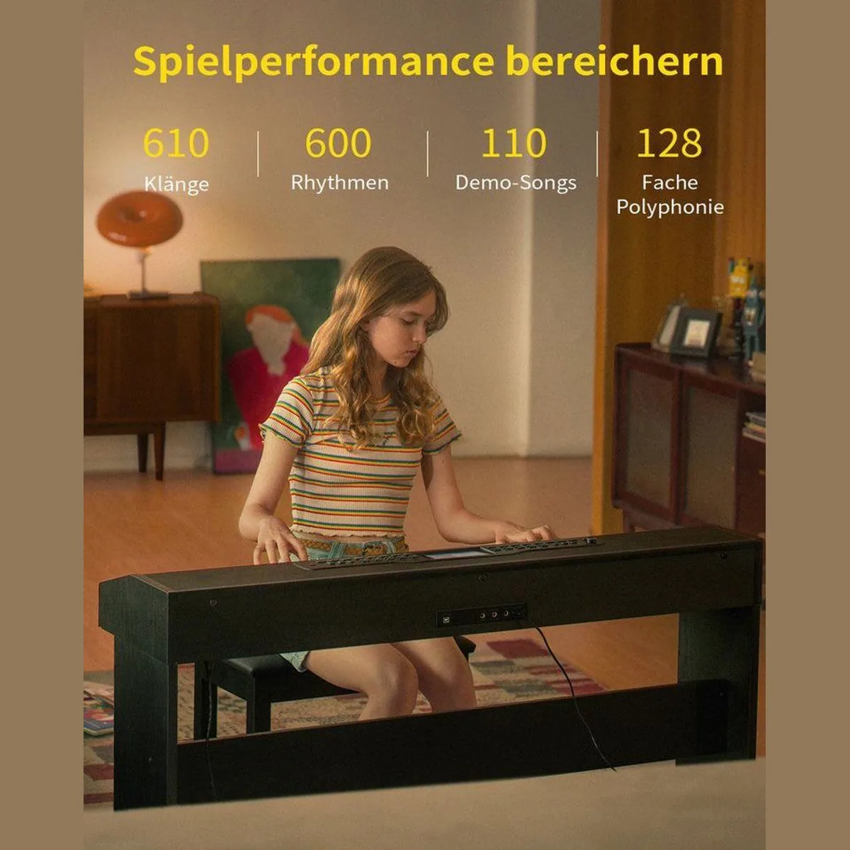 Donner DDP-95 Digitalpiano, 88 gewichtete Tasten, Bluetooth, 610 Sounds 5