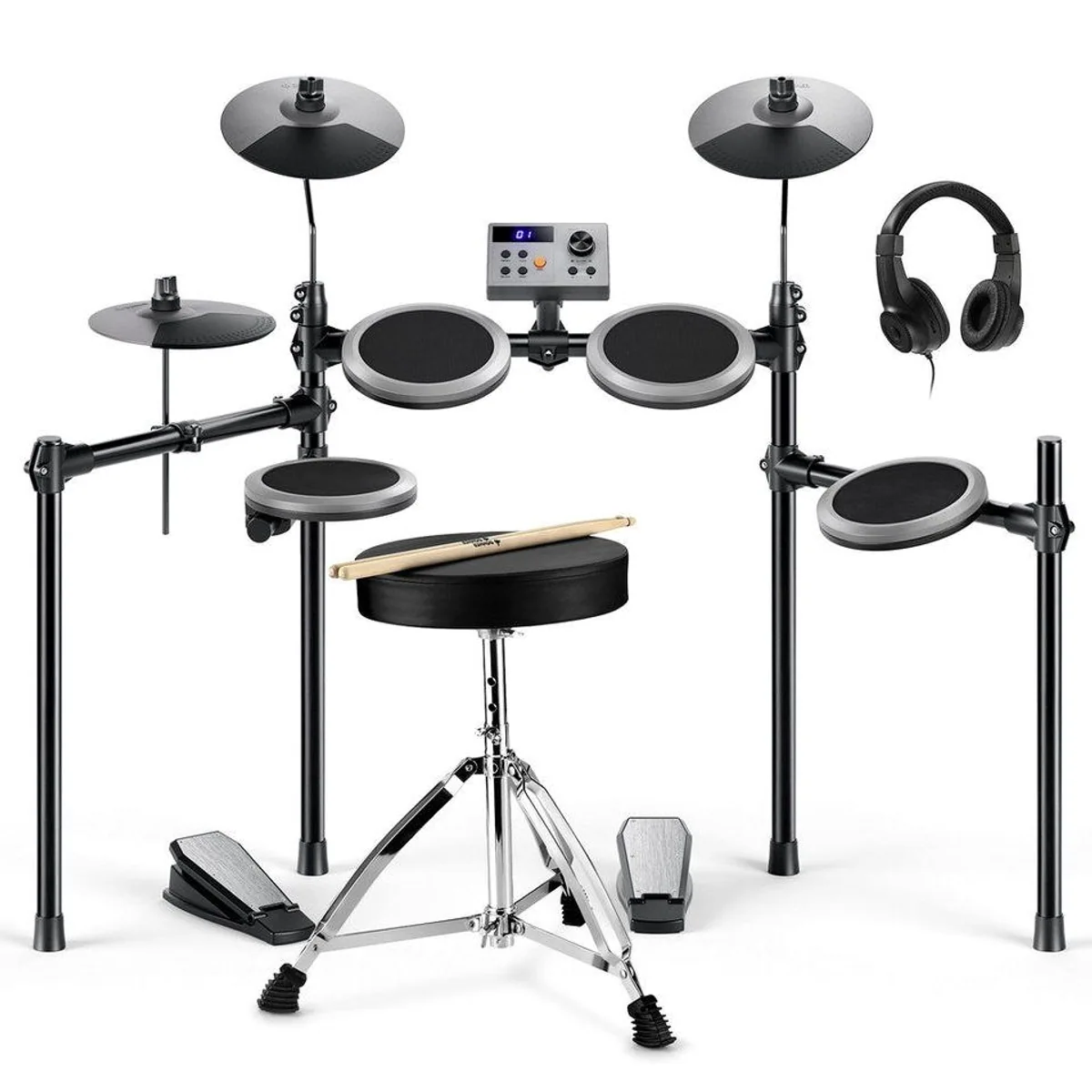 Donner DED-200 E-Drum Set, 450 Sounds, Mesh Heads, komplettes Zubehör