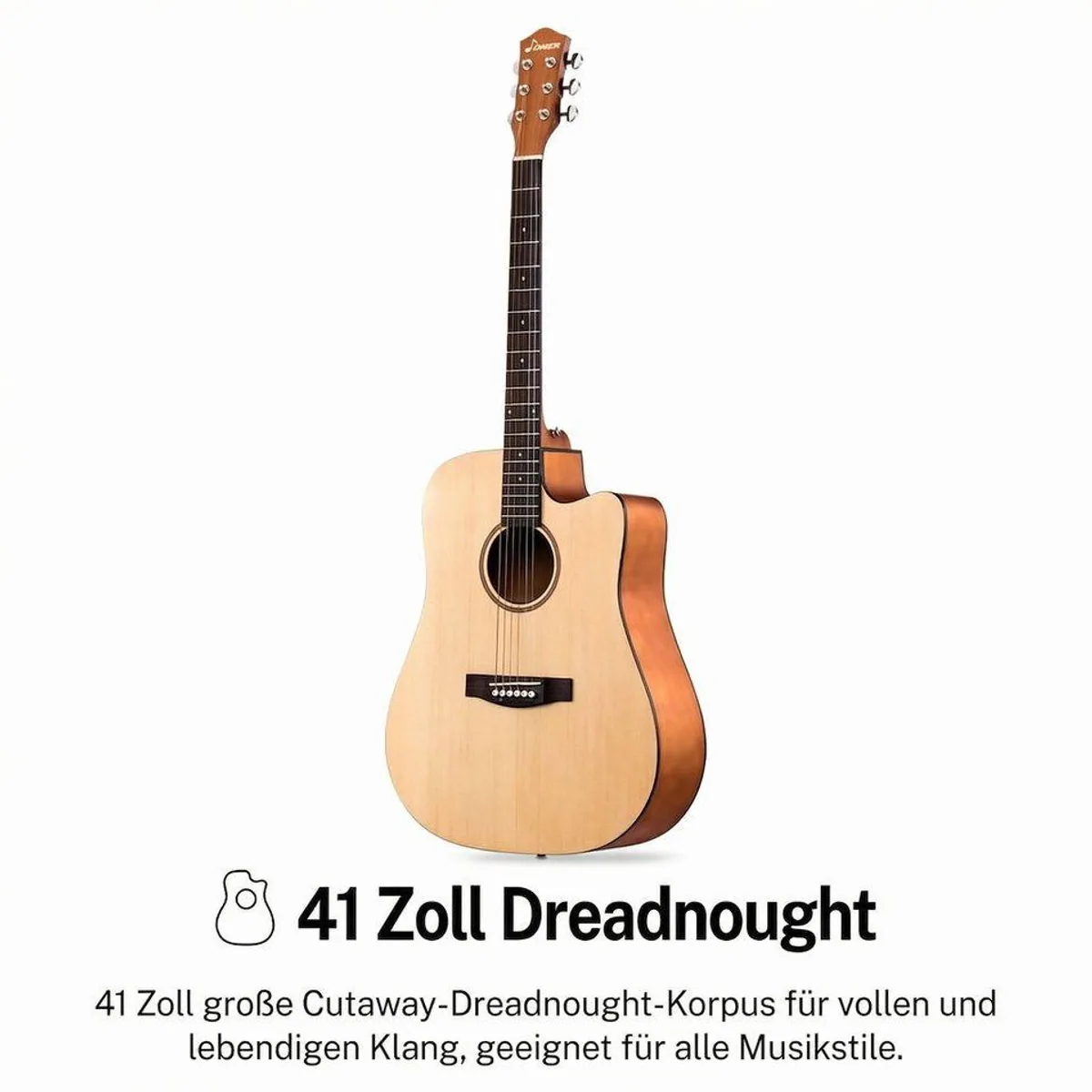 Donner Akustikgitarre 41 Zoll, voll ausgestattetes Anfängerset — inklusive Gigbag, Gurt, Stimmgerät 2