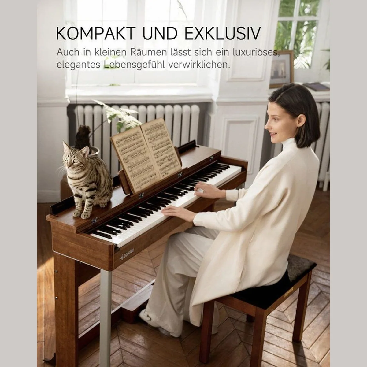 Donner DDP-200 Digitalpiano, 88 gewichtete Tasten, Bluetooth-MIDI, Holzgehäuse 5
