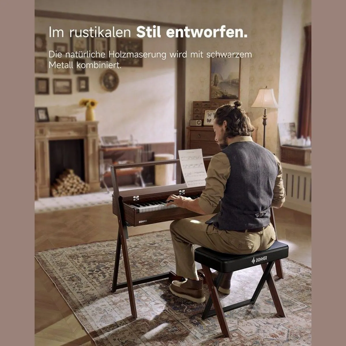 Donner R300 Digitalpiano, 88 gewichtete Tasten, Dual-Bluetooth, 3-Pedal-Funktion 2