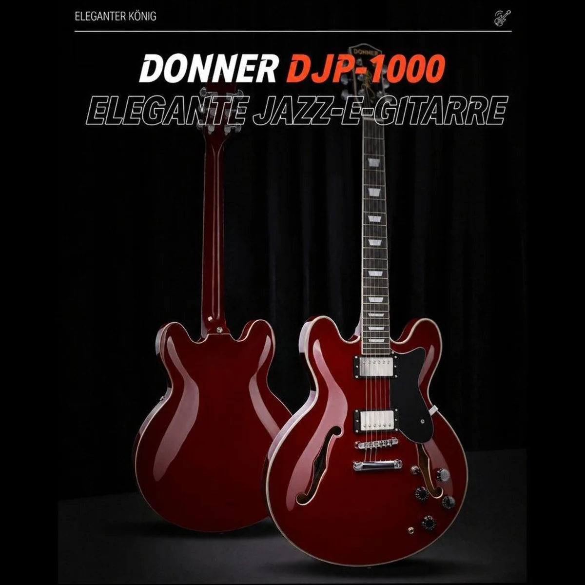 Donner DJP-1000 Semi-Hollow E-Gitarre, 70er-Jahre Sound, Coil-Split-Funktion 5