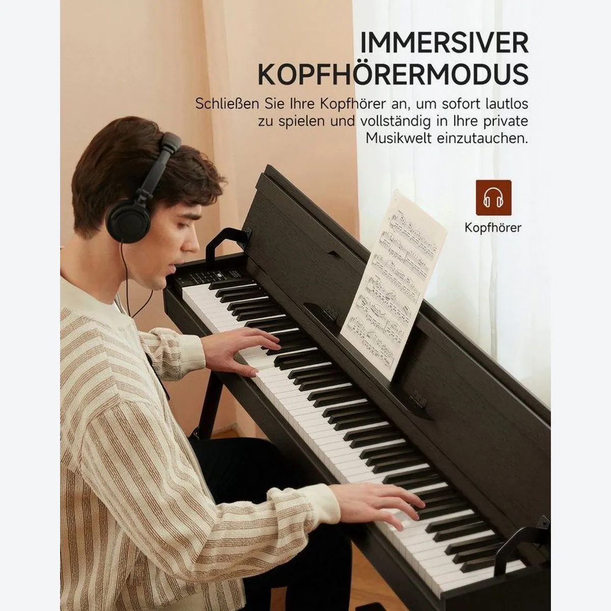 Donner DDP-55 Digitalpiano, 88 gewichtete Tasten, 128 Klänge, 100 Rhythmen 4