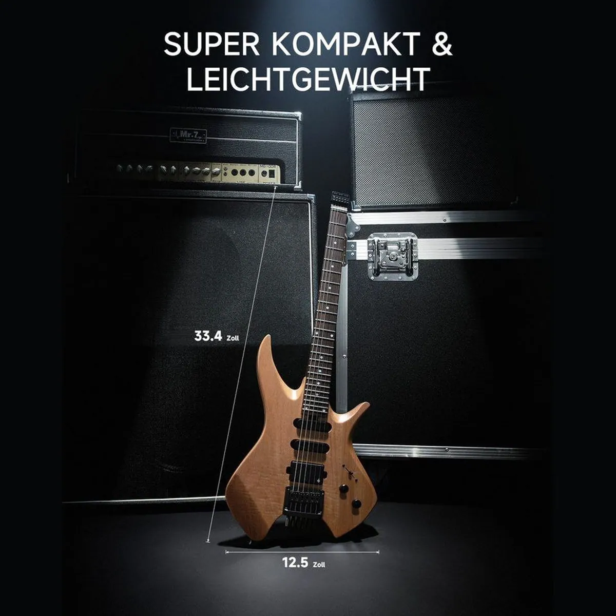 Donner HLX-500 E-Gitarre, leichtes Headless-Design, HSS Pickups, inkl. Tasche 2