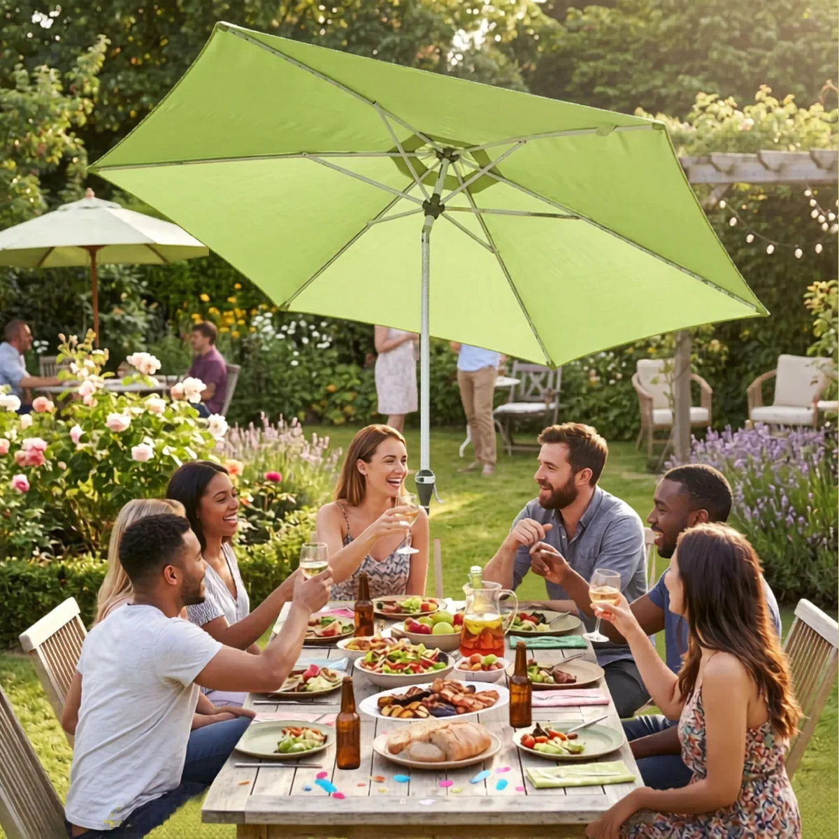 Doppler ACTIVE Auto Tilt Sonnenschirm, 320 cm Ø, wasserabweisend, flexibel neigbar 2