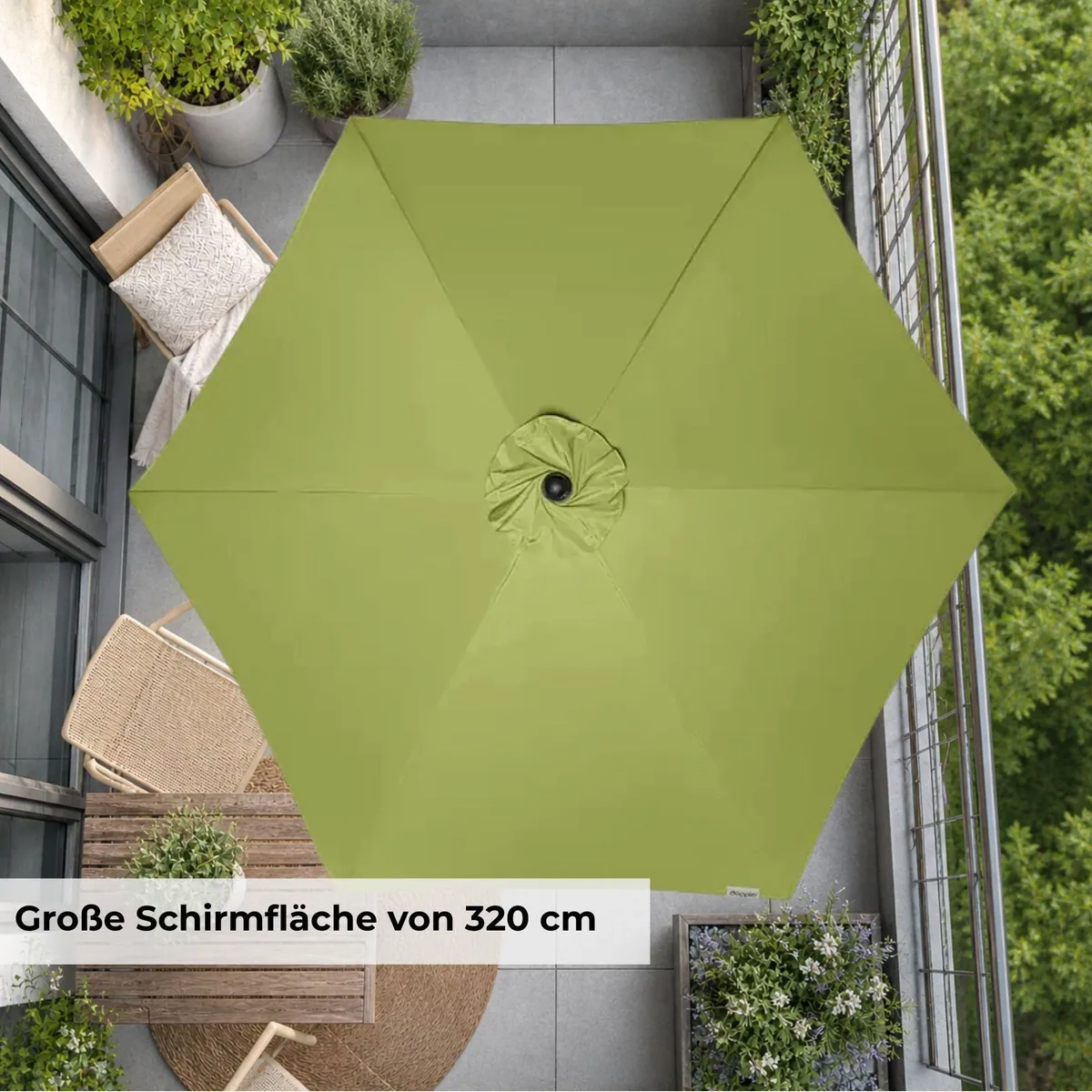 Doppler ACTIVE Auto Tilt Sonnenschirm, 320 cm Ø, wasserabweisend, flexibel neigbar 4