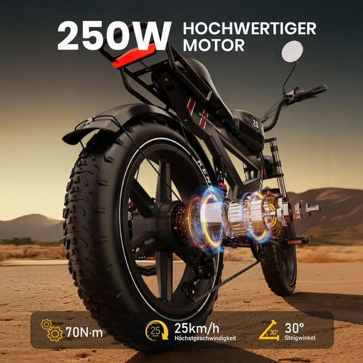 DUOTTS F20 E-Bike, 140 km Reichweite, 250W Motor, APP-Sicherheit 5