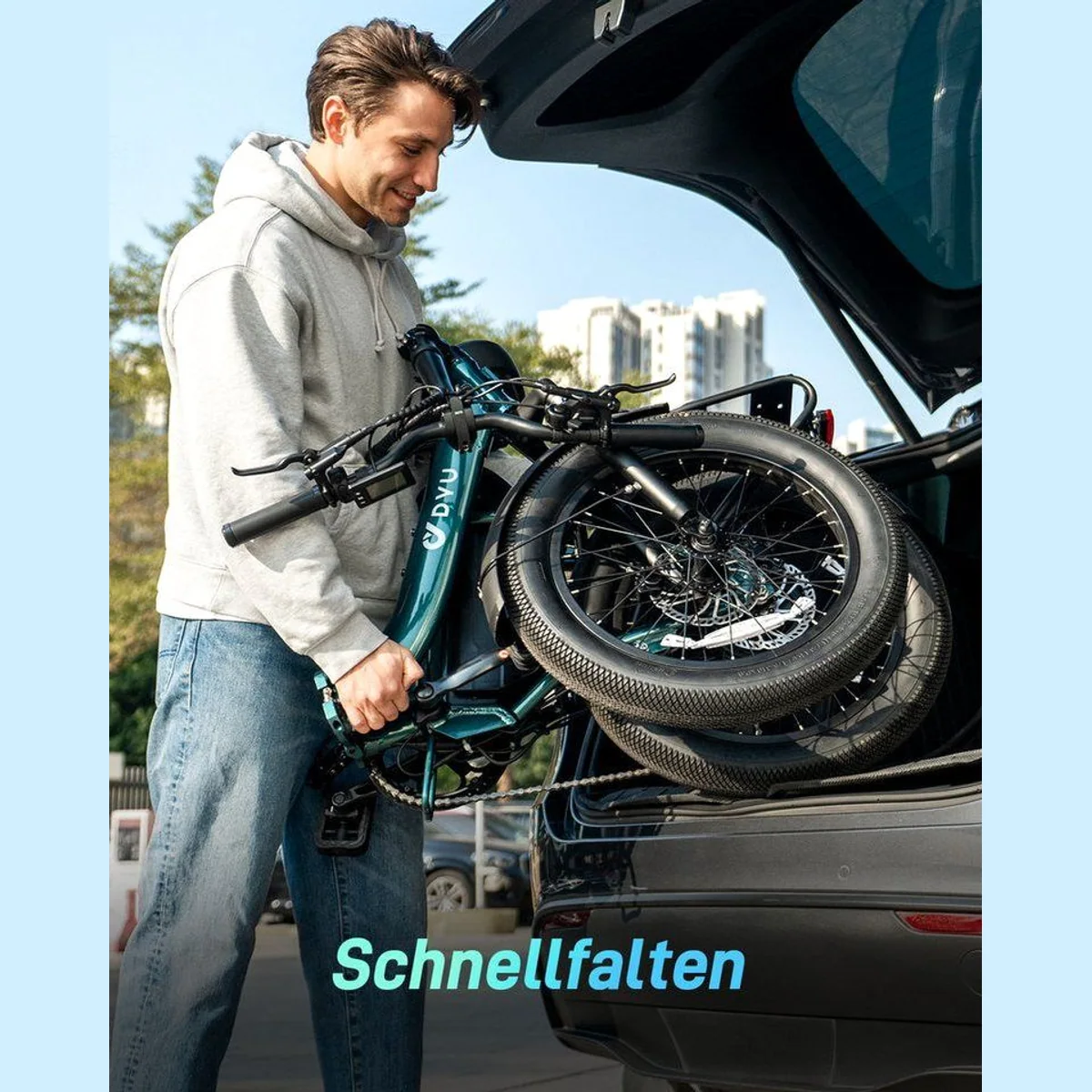DYU C9 E-Bike Klapprad, 250 W Motor, 150 km Reichweite, 7-Gang-Schaltung 4