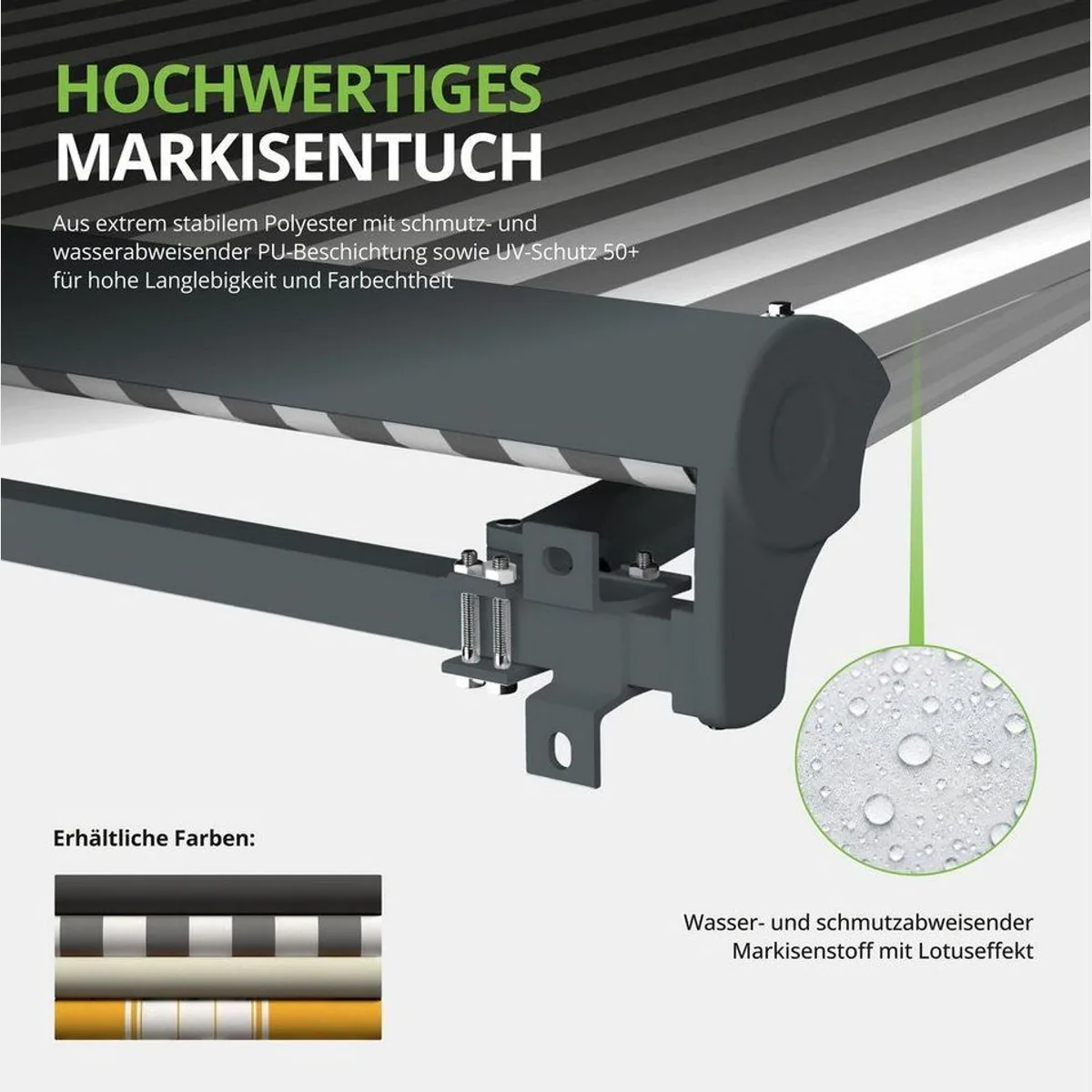 Eclipse Halbkassettenmarkise, UV-Schutz 50+, stufenlos verstellbar — 2,5x2m 4