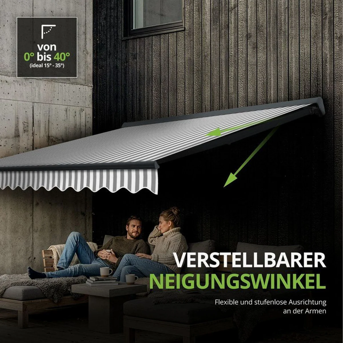 Eclipse Halbkassettenmarkise, UV-Schutz 50+, stufenlos verstellbar — 2,5x2m 5