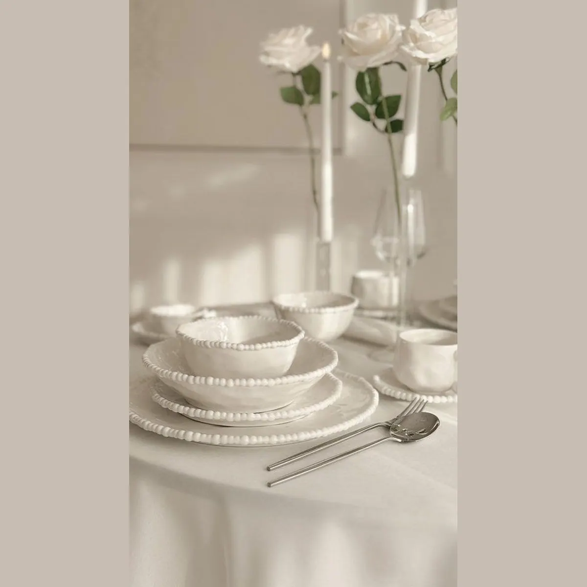 EKA Pearly White Geschirrset, zeitlose Eleganz, 26-teilig für 6 Personen 3