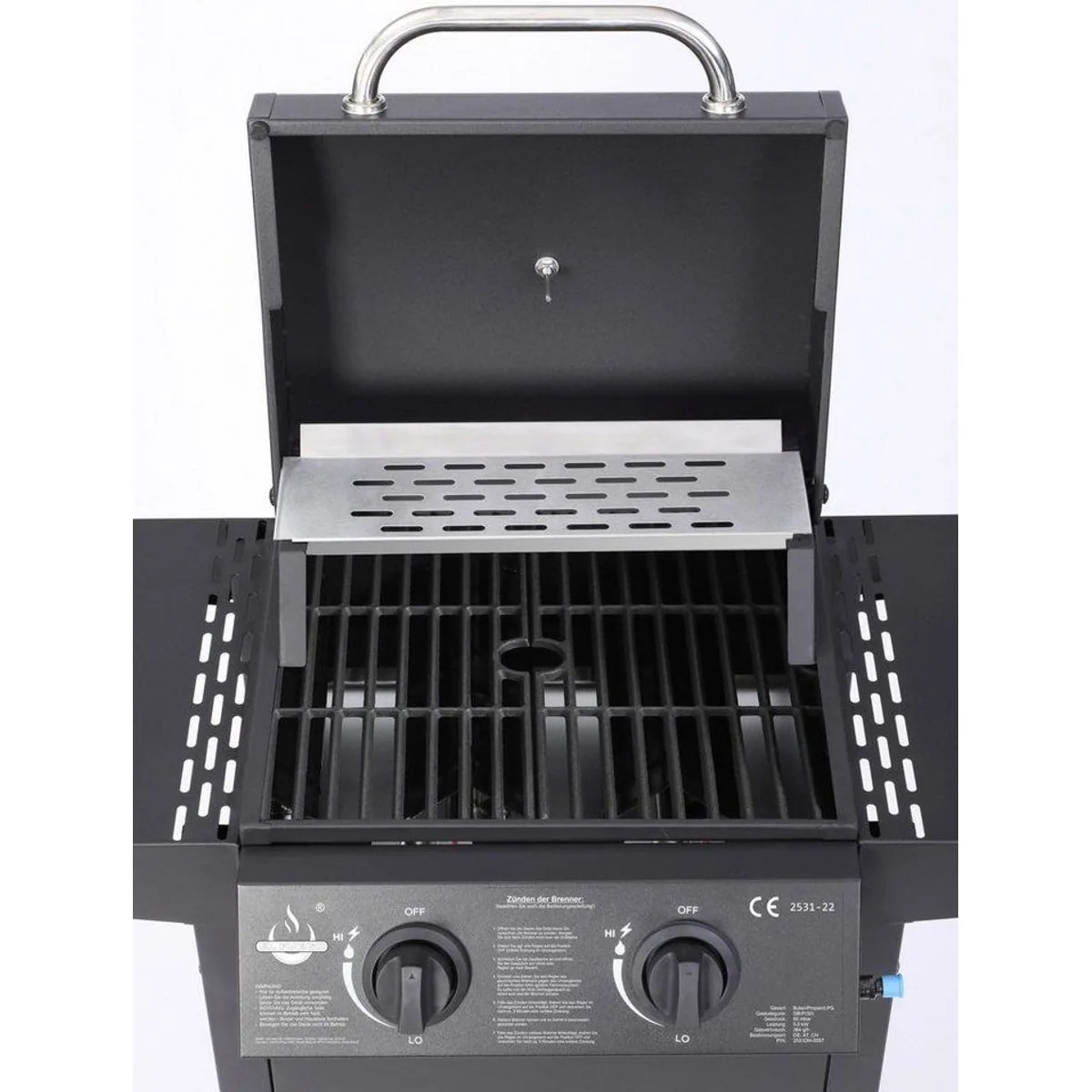 El Fuego Gasgrill San Jose, 2 Brenner, gusseisernes Grillrost, Thermometer 5