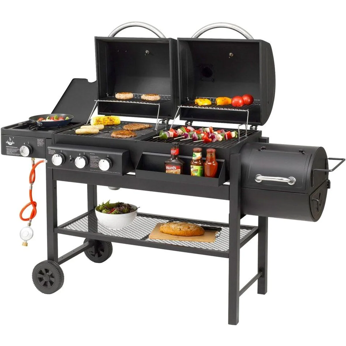 El Fuego Gasgrill Sierra, vielseitige Gas- und Holzkohlekombination