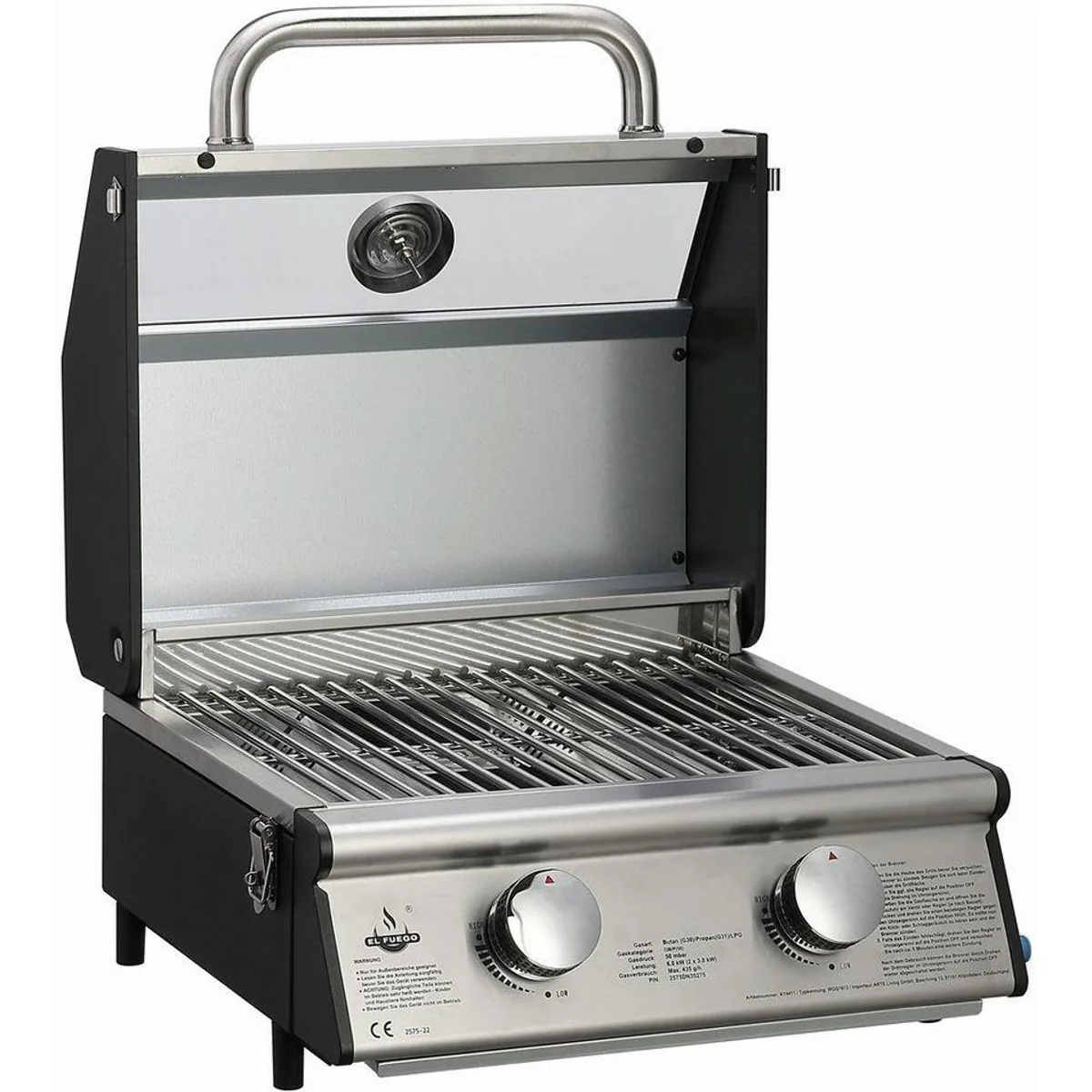 El Fuego Jesolo Gasgrill, 6 kW, 2 Brenner mit Piezozündung 3