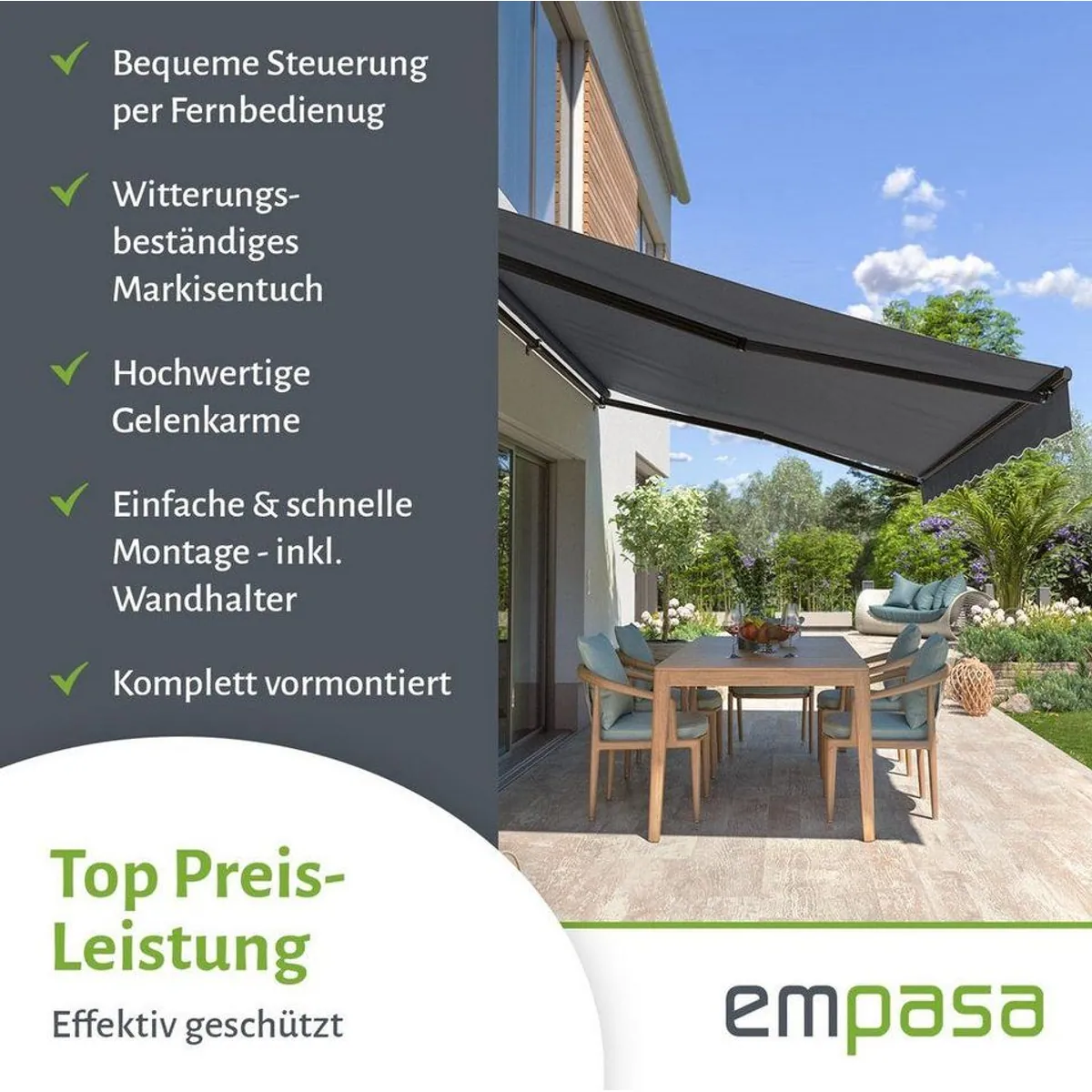 empasa Gelenkarmmarkise START PLUS, elektrisch, UV-beständig, verschiedene Größen 3