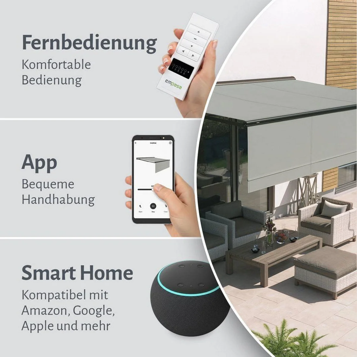 empasa Halbkassettenmarkise Expert Plus, elektrische Steuerung, WLAN-fähig, windbeständig 4