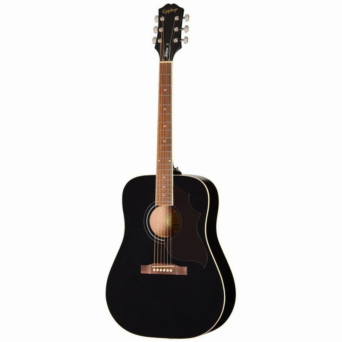 Epiphone Hummingbird Tribute Ebony, Dreadnought-Gitarre, warmer Sound, elegantes Design