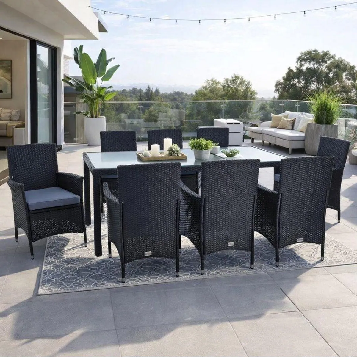 ESTEXO Sitzgruppe Polyrattan, für 8 Personen, robust und stilvoll