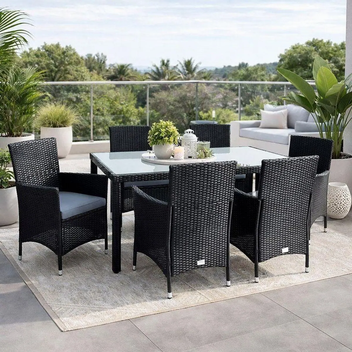 ESTEXO Sitzgruppe Poly-Rattan, 6 Personen, robust und stilvoll