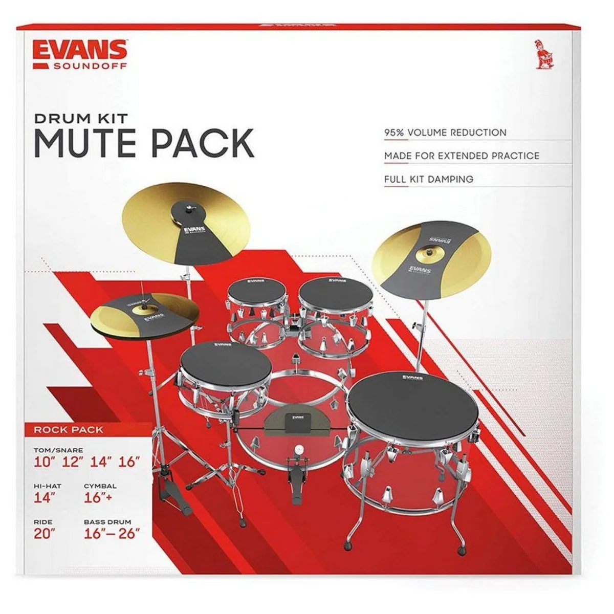 Evans SoundOff SOSETROCK Schlagzeugdämpfer, komplettes Set für Rock-Sets 3