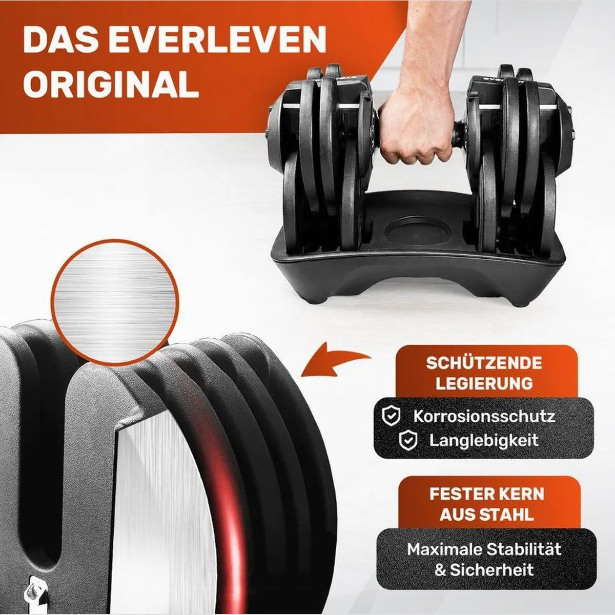 EVERLEVEN Hantel-Set Verstellbare Kurzhanteln, bis 16 Gewichtseinstellungen 2