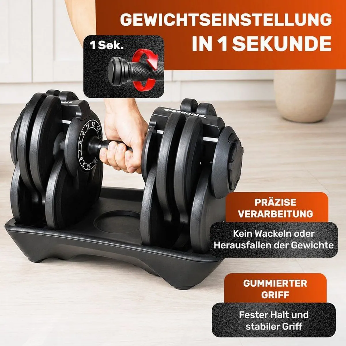 EVERLEVEN Hantel-Set Verstellbare Kurzhanteln, bis 16 Gewichtseinstellungen 3