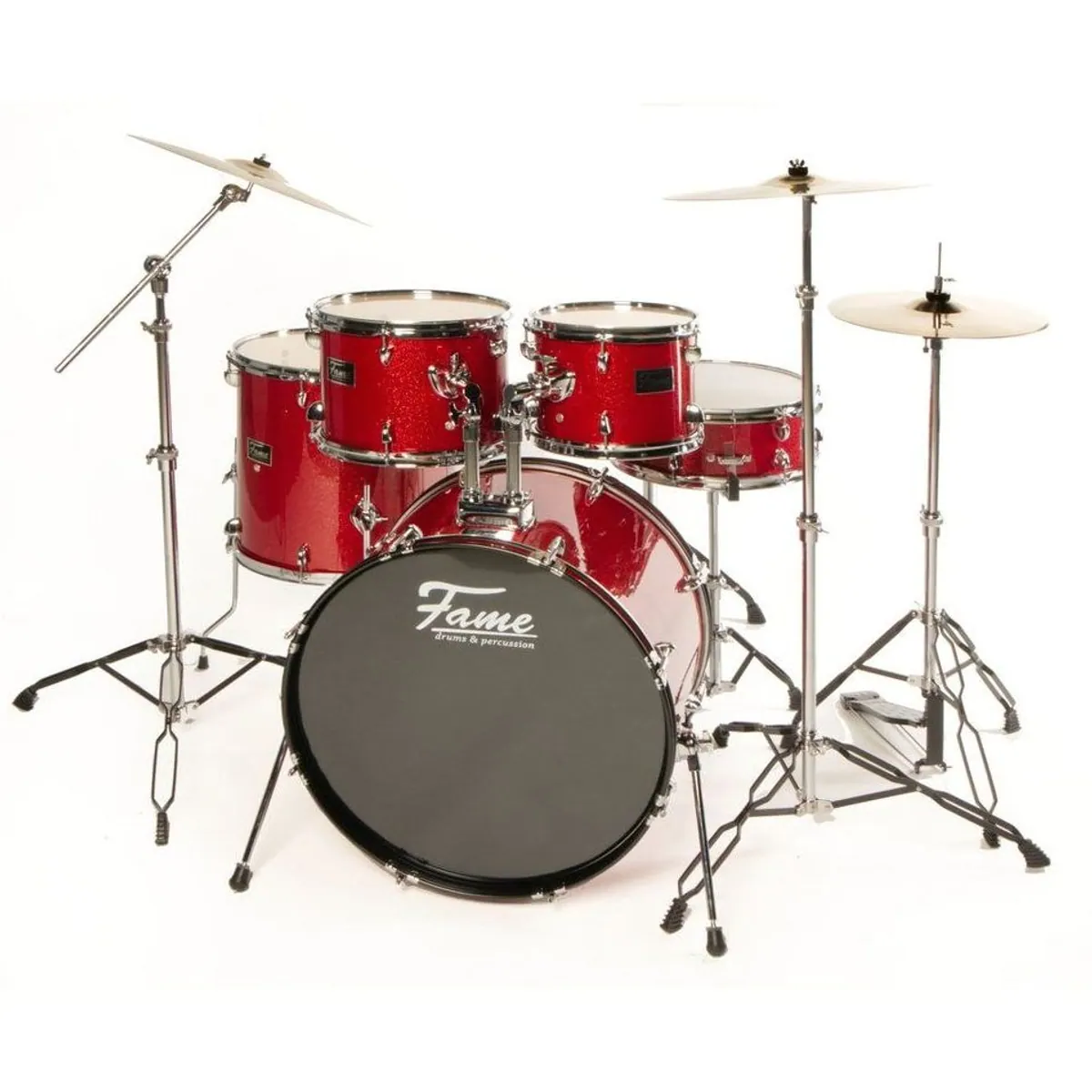 FAME FG22B-RD First Gig Rock Set, 22 Zoll Bassdrum, Pappel-Kessel, inkl. Becken