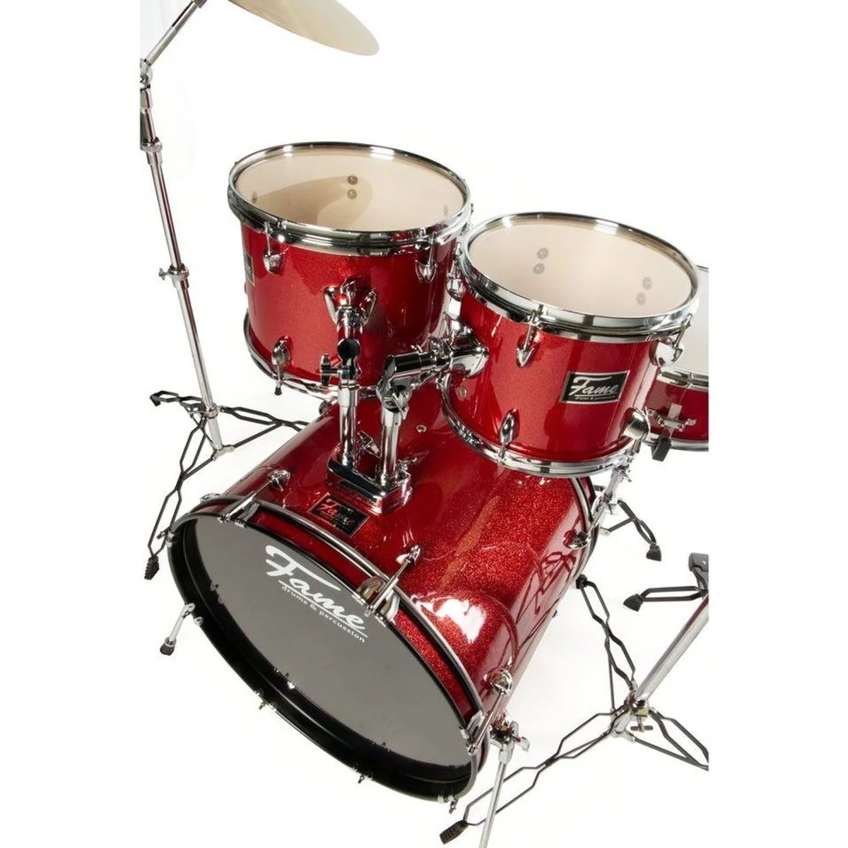 FAME FG22B-RD First Gig Rock Set, 22 Zoll Bassdrum, Pappel-Kessel, inkl. Becken 5